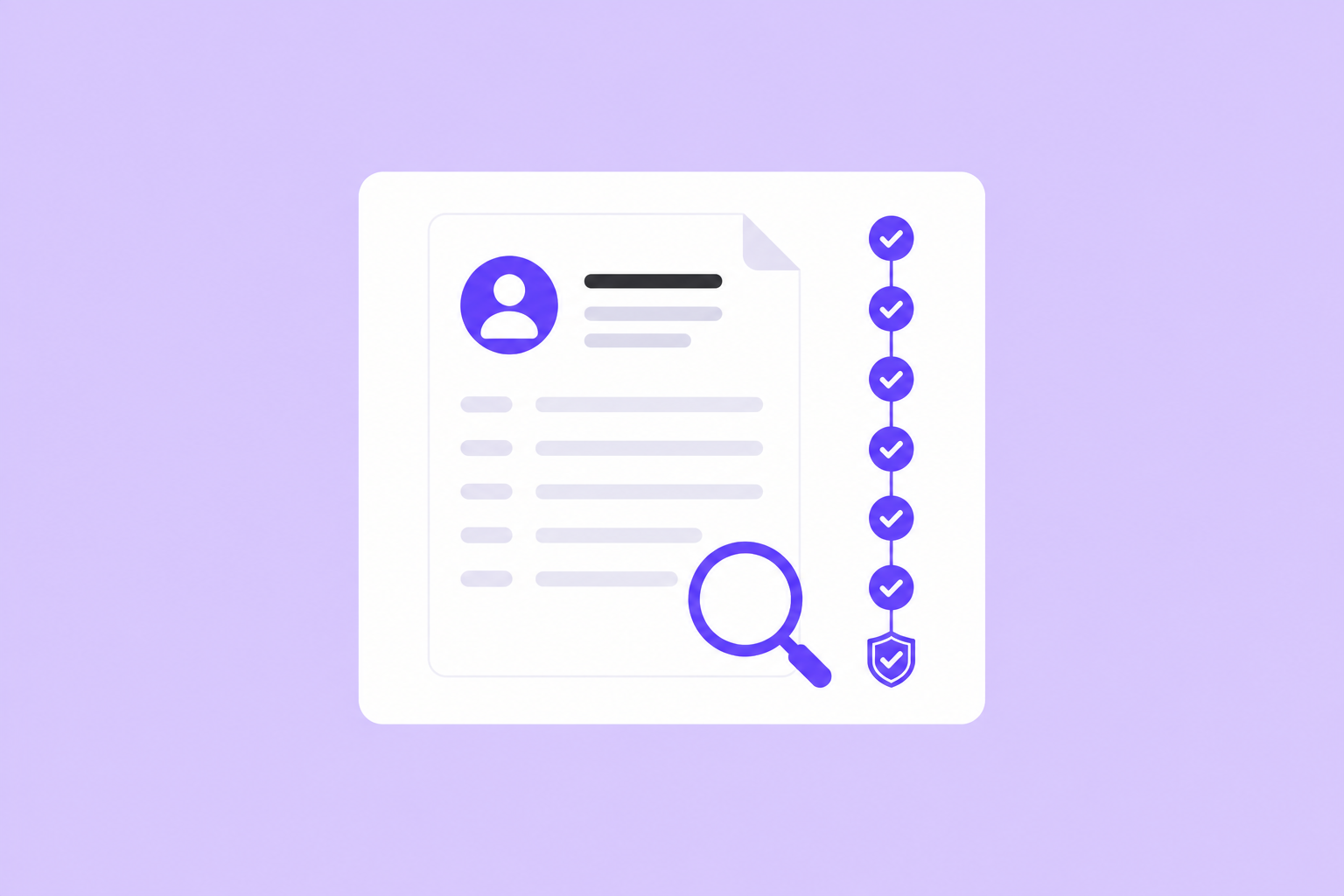 Illustration of a partner profile progressing through verification checks